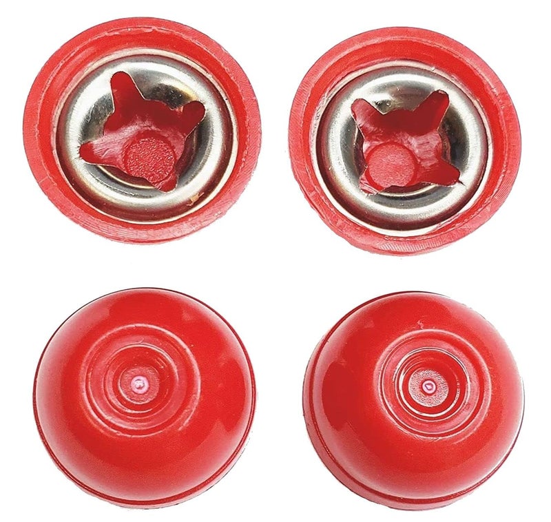 Quadrapoint Hub Cap Cover Replacement Compatible with Popular Red Wagon Brand for Classic Infant/Baby Walker Wagon and Other Walkers - fits 1/4 Inch Axle Diameter, Red 4-pk - Image 1